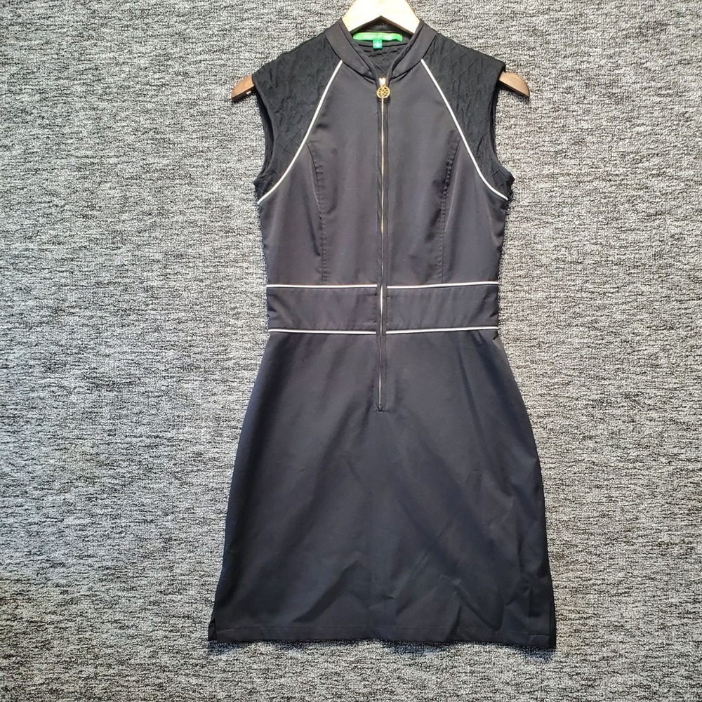 Fairway Fox Golf Dress Women 2 Black Gold Quilted Zip Luxury Athletic Activewear